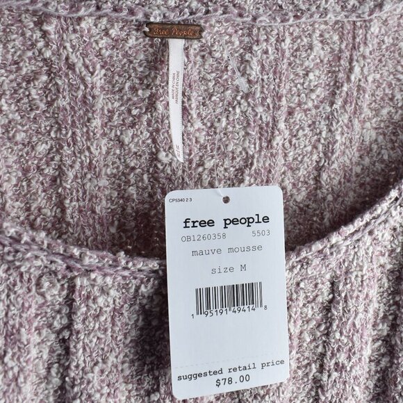 Free People Good Day Pullover Sweater in Mauve Mousse - M NEW - Picture 10 of 10
